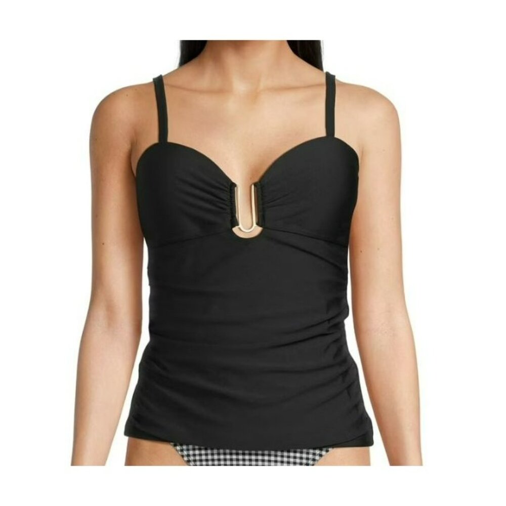 Time And Tru Black Tankini Top With Gold Accent By Womens
